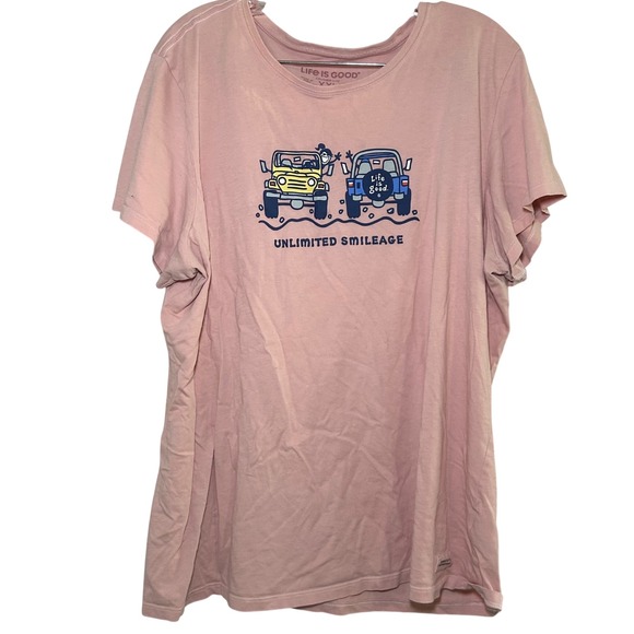 Life is good pink graphic tshirt women's xxl jeep casual comfy lounge everyday - Picture 1 of 7